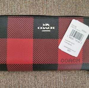 Brand new coach red Buffalo plaid wallet